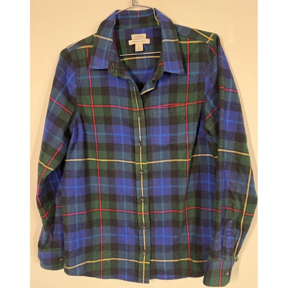 LL Bean Slightly Fitted Blackwatch Plaid Long Sleeve Button Up Shirt Size S Hike - Picture 3 of 12